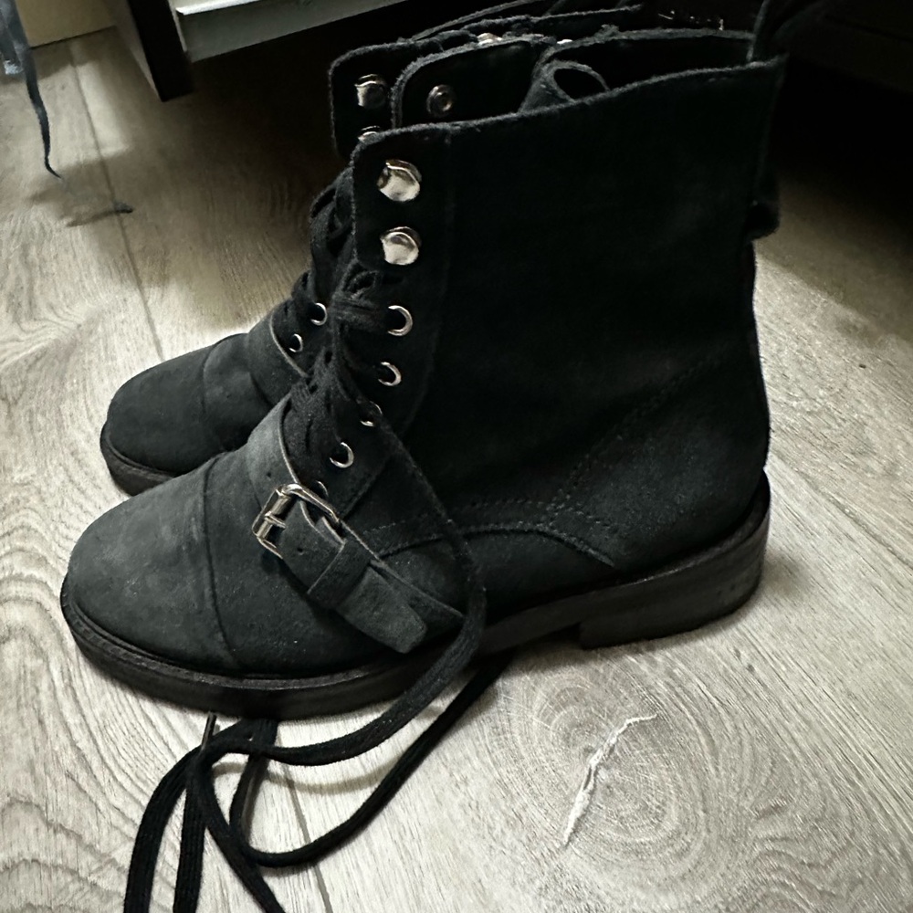 All Saints navy suede Women's Lace-Up combat Boots